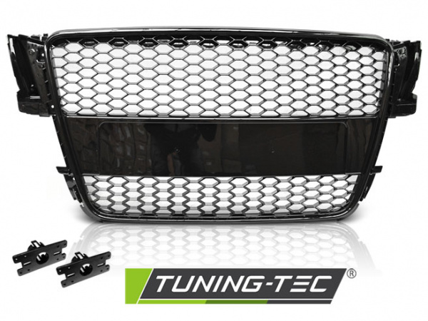 Upgrade Sportgrill / Kühlergrill für Audi A5 (8T) 07-11 Hochglanz schwarz in Wabendesign